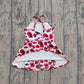 ( No moq ) Preorder Baby Girls Kids Straps Red Leopard Pigs Team Yoga Active Shorts Knee Length Dress