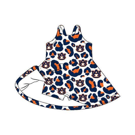 ( Moq 5 ) Preorder Baby Girls Kids Straps Leopard AU Team Yoga Active Shorts Knee Length Dress