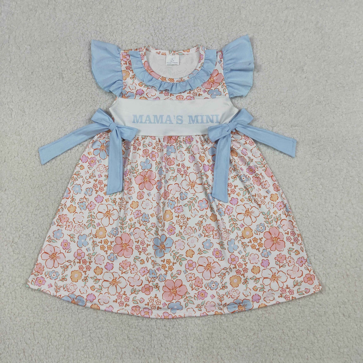 Sibling Baby Girls Kids Short Sleeves Mama's MIni Flower Bows Romper Dress Clothes RTS