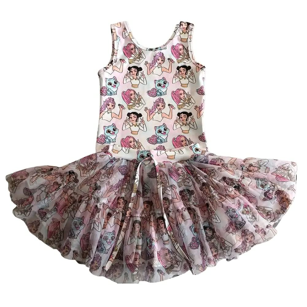 ( Moq 5 ) Preorder Baby Girl Kids Sleeveless Cats Hearts Singer Tops Shorts Skirts Yoga Active Clothes Set