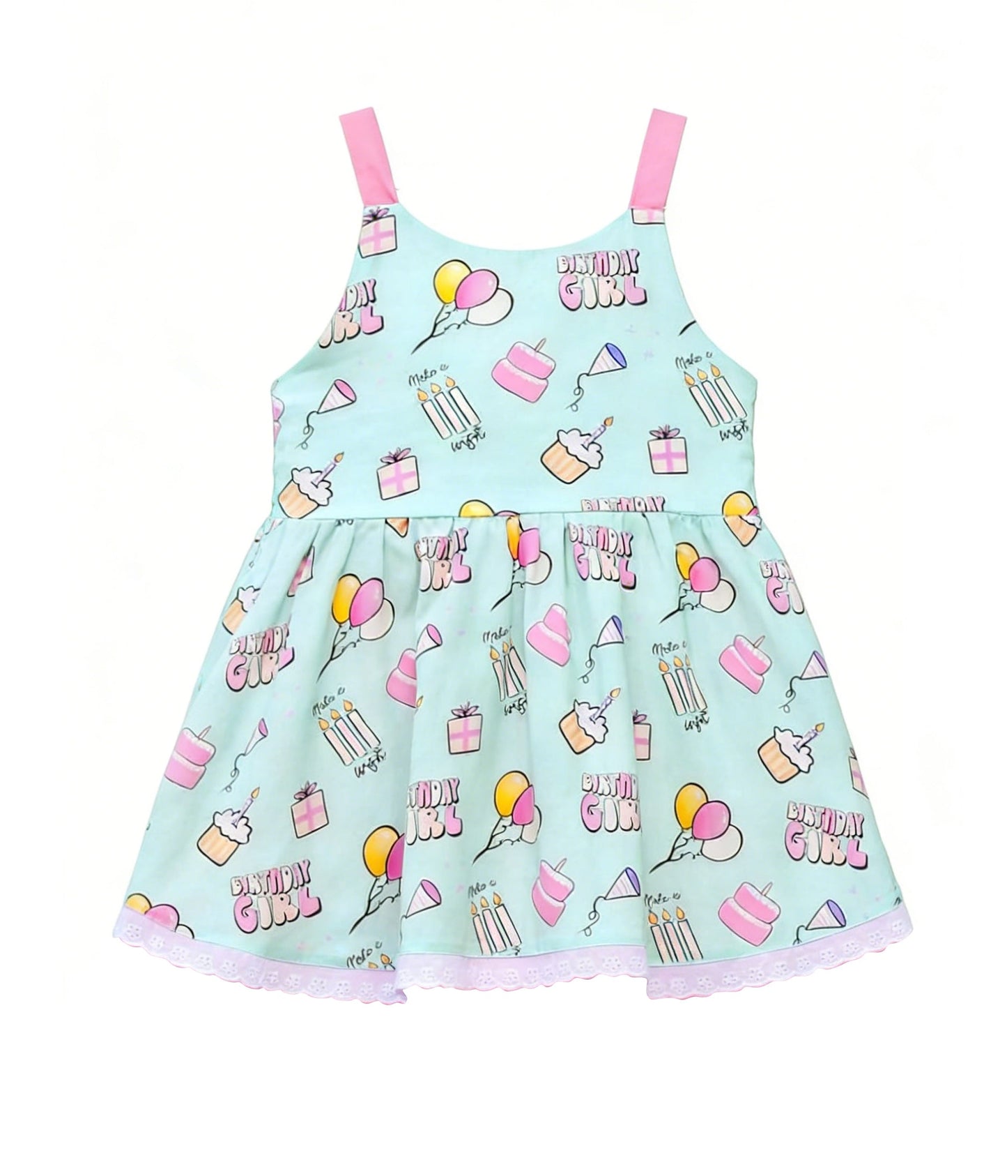 ( Moq 5 ) Preorder Baby Girls Kids Straps Birthday Girl Cakes Green Knee Length Dress
