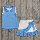 Baby Girls Kids Blue Stripes Buttons Tops Ruffle Shorts Skirt Yoga Yoga Active Set RTS