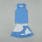 Sibling Baby Girls Stripes Tops Ruffle Bow Skirts Shorts Yoga Active Clothes Sets RTS