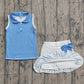 Baby Girls Kids Blue Stripes Buttons Tops Ruffle Shorts Skirt Yoga Yoga Active Set RTS