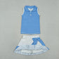 Sibling Baby Girls Stripes Tops Ruffle Bow Skirts Shorts Yoga Active Clothes Sets RTS