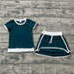 Baby Girls Kids Short Sleeves Shirt Shorts Green Clothes Cotton Set RTS