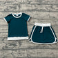 Baby Girls Kids Short Sleeves Shirt Shorts Green Clothes Cotton Set RTS