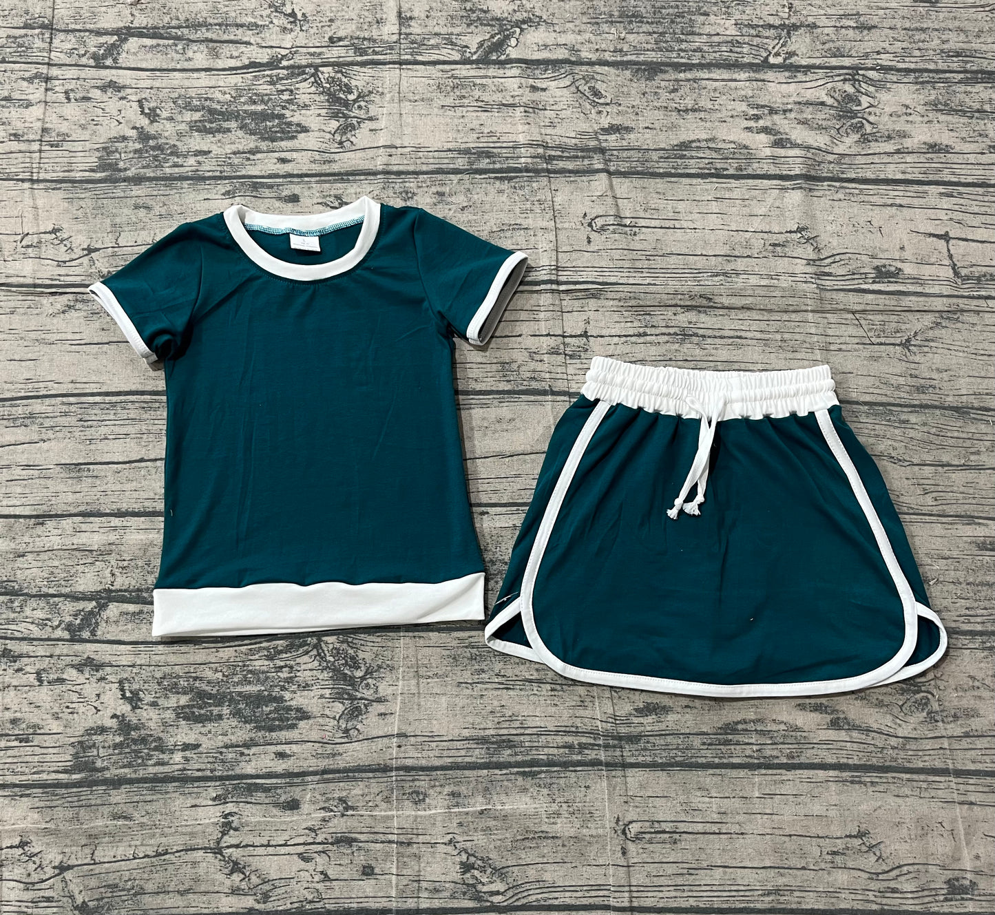 Baby Girls Kids Short Sleeves Shirt Shorts Green Clothes Cotton Set RTS