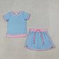 Sibling Baby Girls Kids Short Sleeves Shirts Skirts Shorts Summer Clothes Cotton Sets RTS