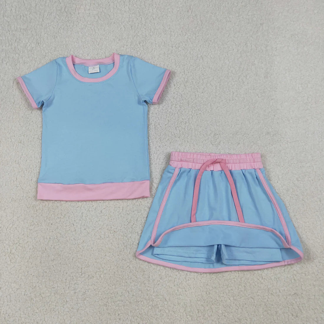 Sibling Baby Girls Kids Short Sleeves Shirts Skirts Shorts Summer Clothes Cotton Sets RTS