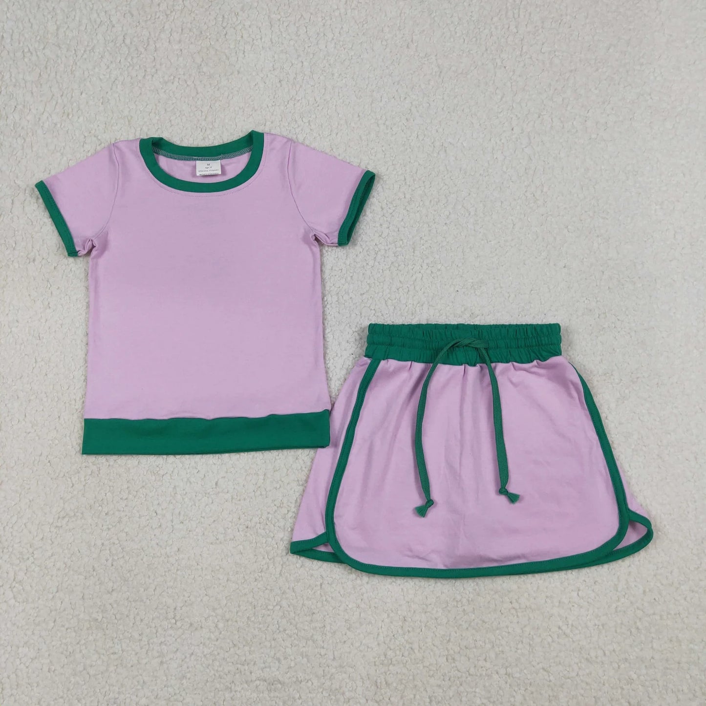 Sibling Baby Girls Kids Short Sleeves Shirts Skirts Shorts Summer Clothes Cotton Sets RTS
