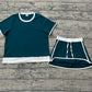 Adult Women Short Sleeves Shirt Shorts Green Cotton Clothes Set RTS