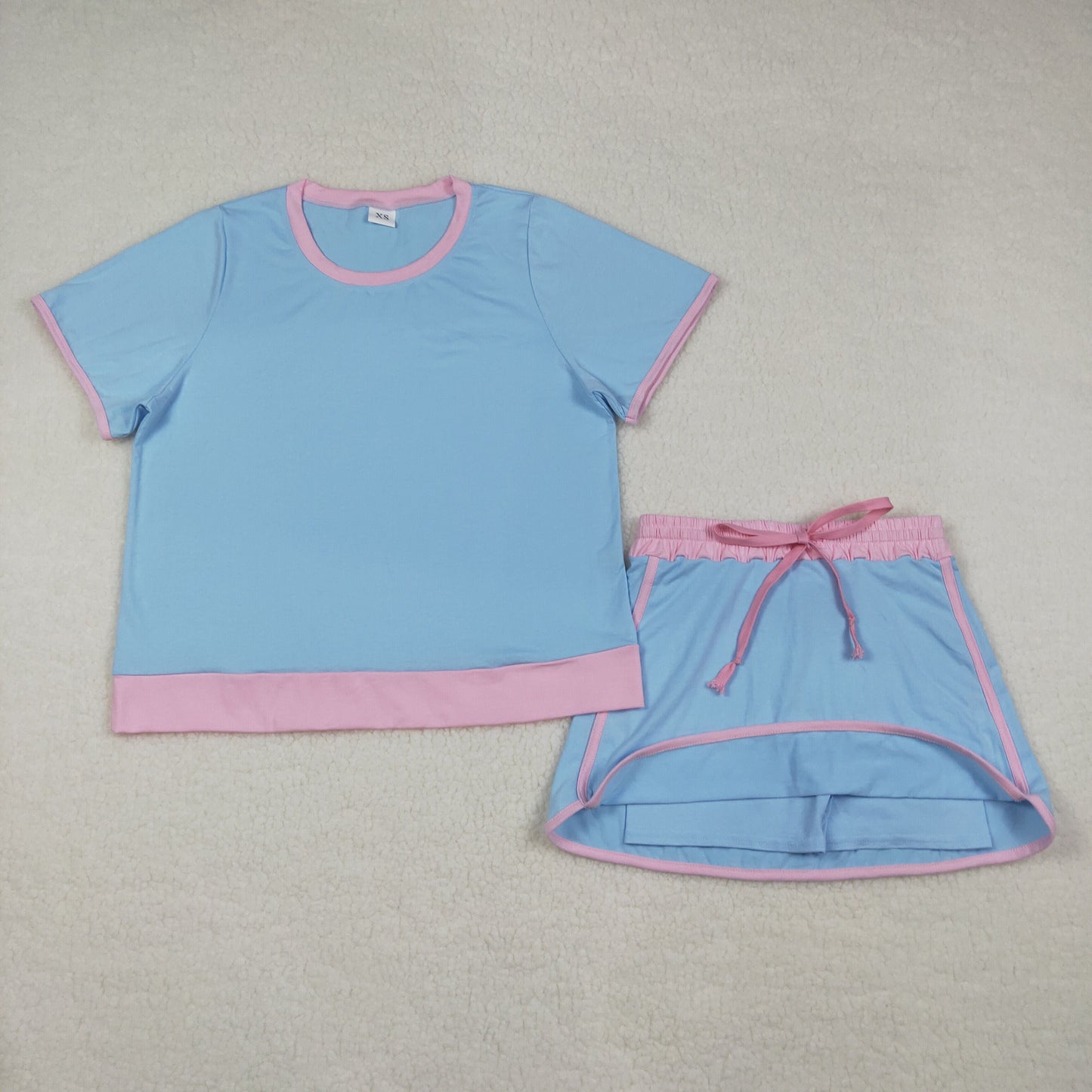Sibling Baby Girls Adult Women Short Sleeves Cotton Shirts Skirts Shorts Sets Summer Clothes RTS