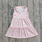 Baby Girls Kids Sleeveless Pink Bows Flower Ruffle Knee Length Dress RTS