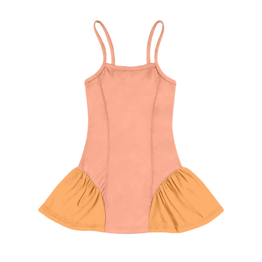 ( Moq 5 ) Preorder Baby Girls Kids Straps Orange Yoga Active Knee Length Dress