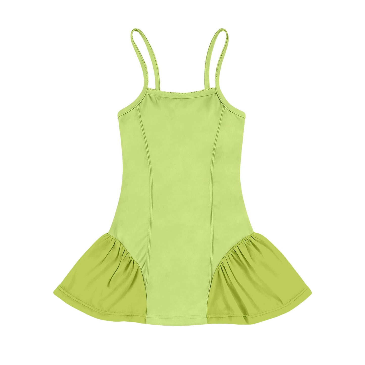 ( Moq 5 ) Preorder Baby Girls Kids Straps Green Yoga Active Knee Length Dress