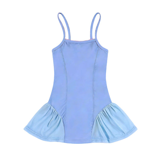 ( Moq 5 ) Preorder Baby Girls Kids Straps Blue Yoga Active Knee Length Dress