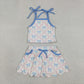 Sibling Baby Girls Kids Sleeveless Flower Bows Tops Pockets Skirts Shorts Sets Yoga Active Clothes RTS