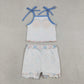 Sibling Baby Girls Kids Sleeveless Flower Bows Tops Pockets Skirts Shorts Sets Yoga Active Clothes RTS