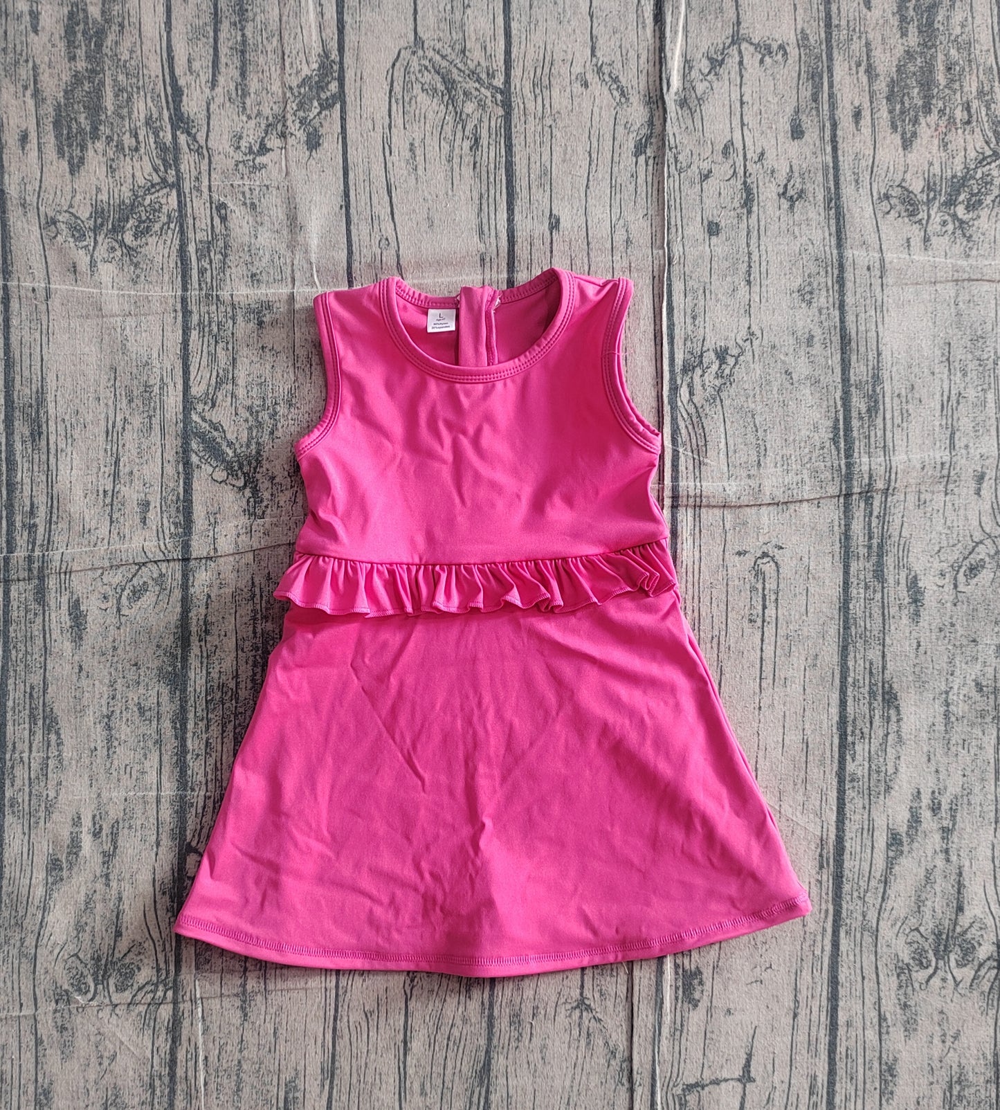 Baby Girls Kids Pink Sleeveless Ruffle Yoga Shorts Knee Length Dress RTS