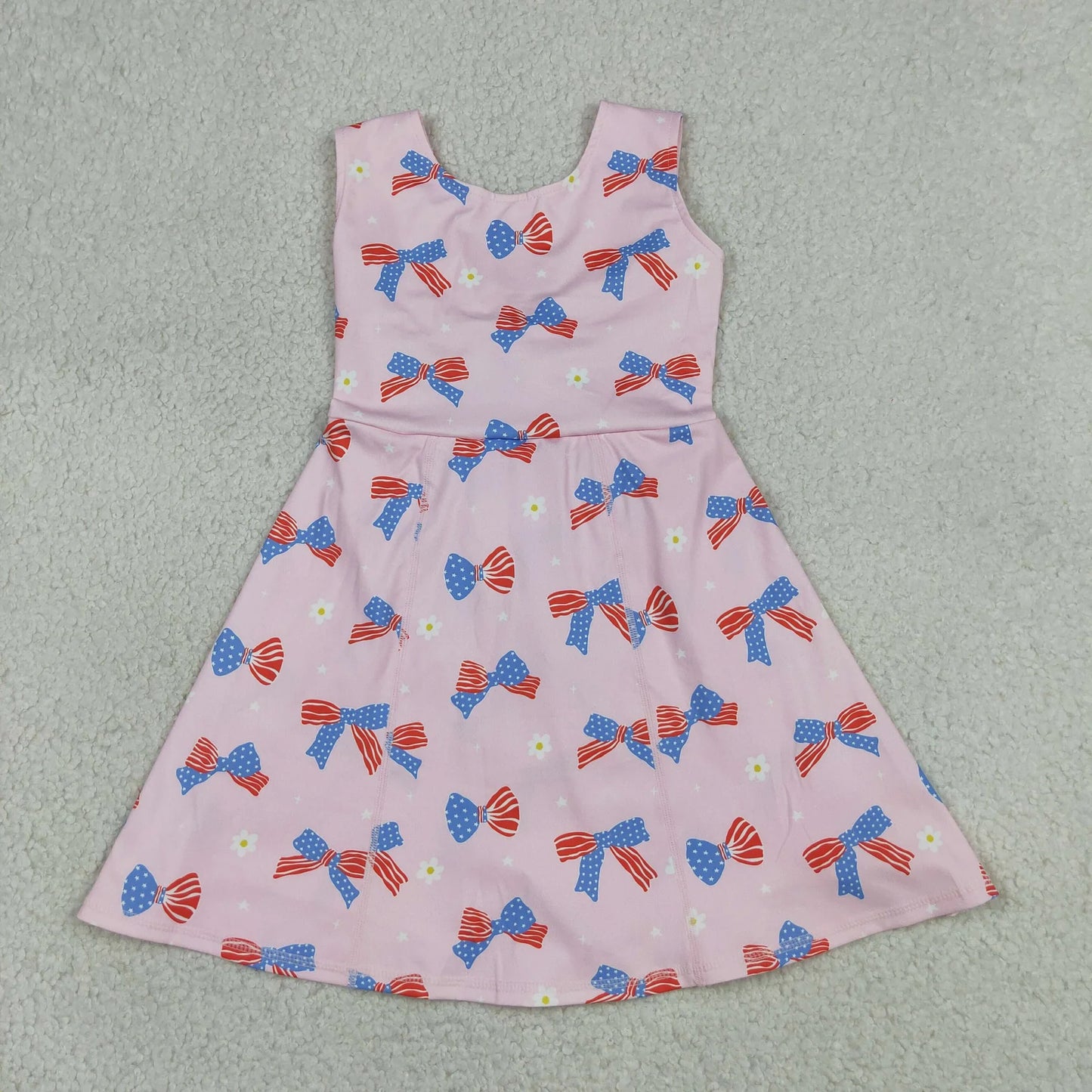 Sibling Baby Girls Kids Bows Popsicle 4th of July Yoga Active Shorts Knee Length Dresses