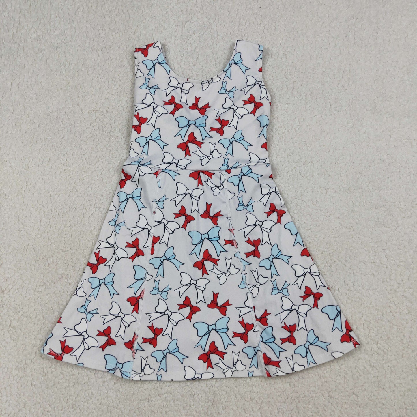 Sibling Baby Girls Kids Bows Popsicle 4th of July Yoga Active Shorts Knee Length Dresses