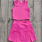 ( No moq ) Preorder Baby Girls Kids Pink Tops Shorts Skirt Shorts Summer Yoga Active Clothes Set