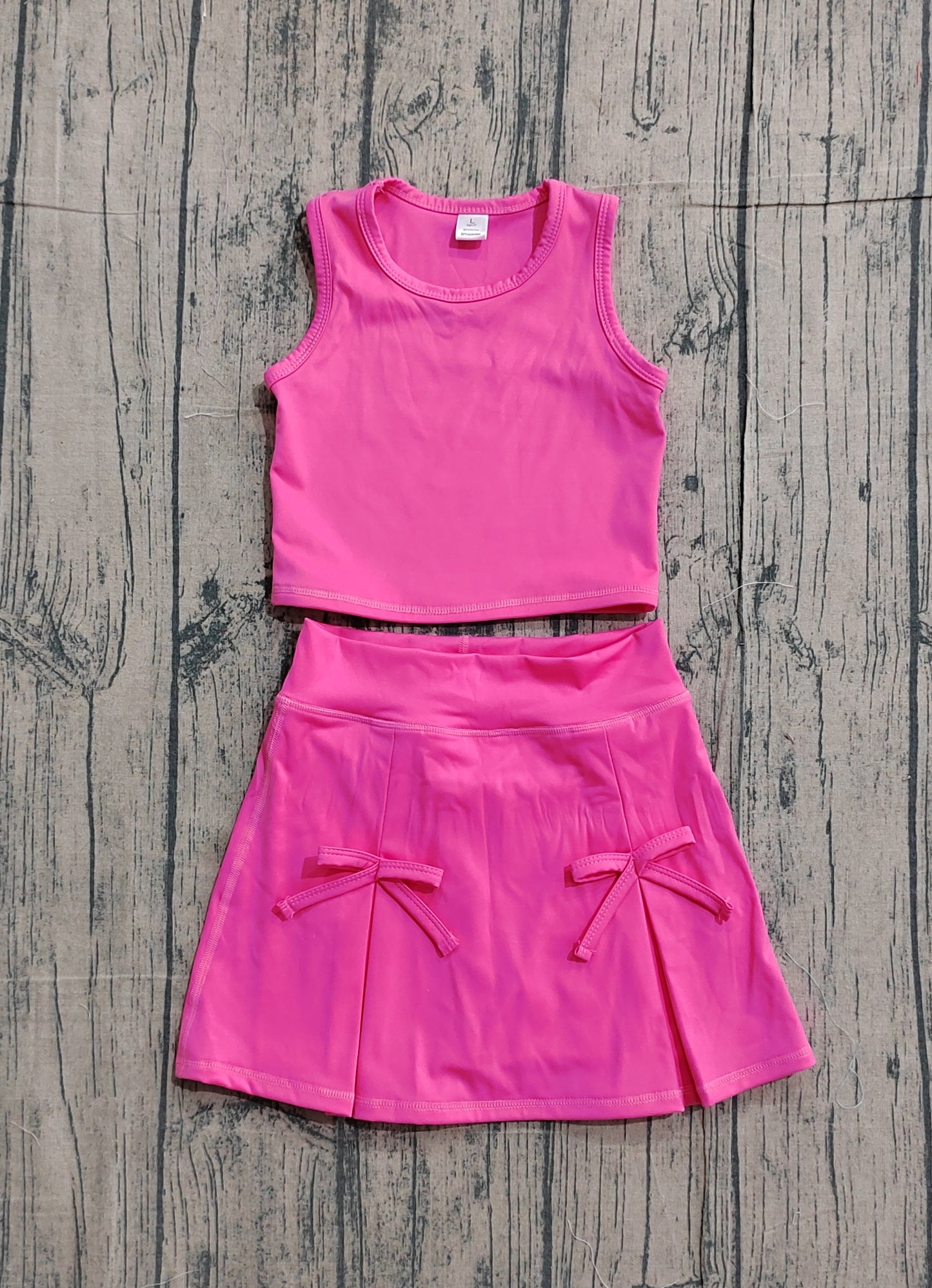 ( No moq ) Preorder Baby Girls Kids Pink Tops Shorts Skirt Shorts Summer Yoga Active Clothes Set