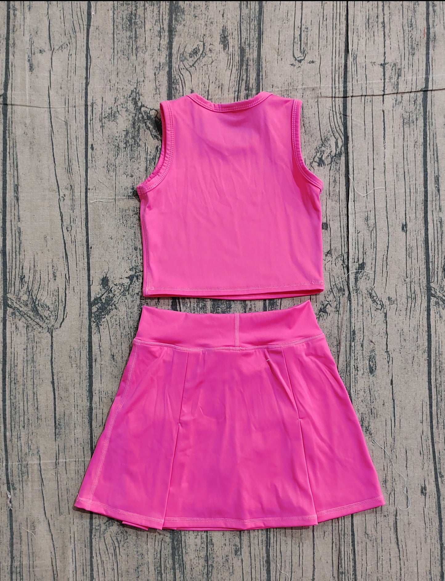 ( No moq ) Preorder Baby Girls Kids Pink Tops Shorts Skirt Shorts Summer Yoga Active Clothes Set