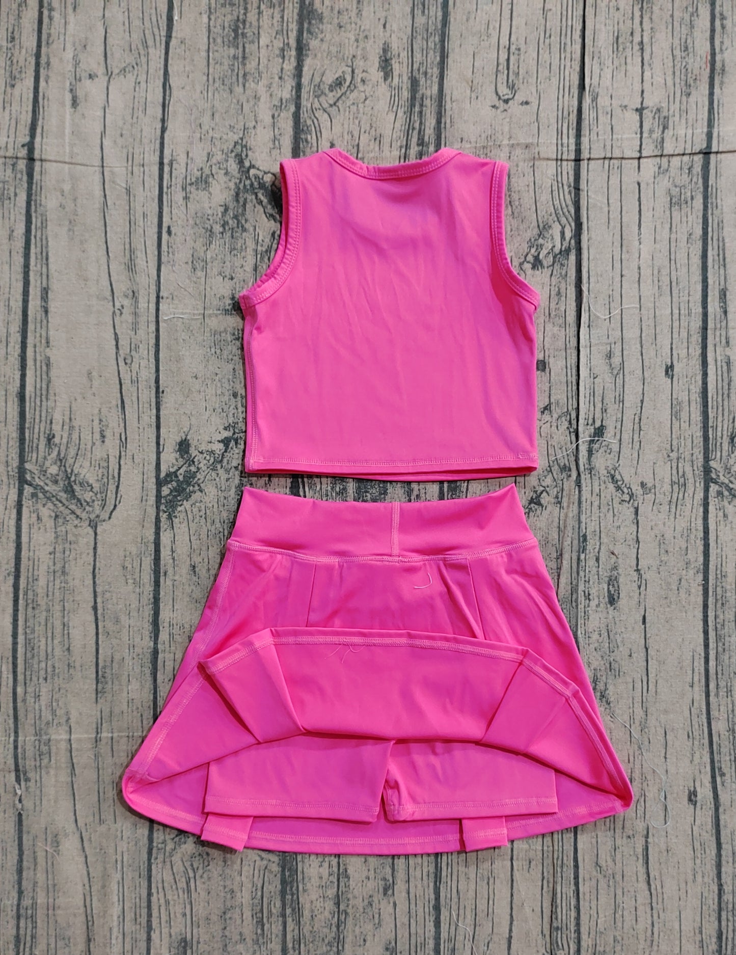 ( No moq ) Preorder Baby Girls Kids Pink Tops Shorts Skirt Shorts Summer Yoga Active Clothes Set