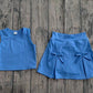 ( No moq ) Preorder Baby Girls Kids Blue Tops Shorts Skirt Shorts Summer Yoga Active Clothes Set