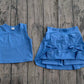 ( No moq ) Preorder Baby Girls Kids Blue Tops Shorts Skirt Shorts Summer Yoga Active Clothes Set