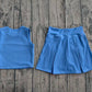 ( No moq ) Preorder Baby Girls Kids Blue Tops Shorts Skirt Shorts Summer Yoga Active Clothes Set