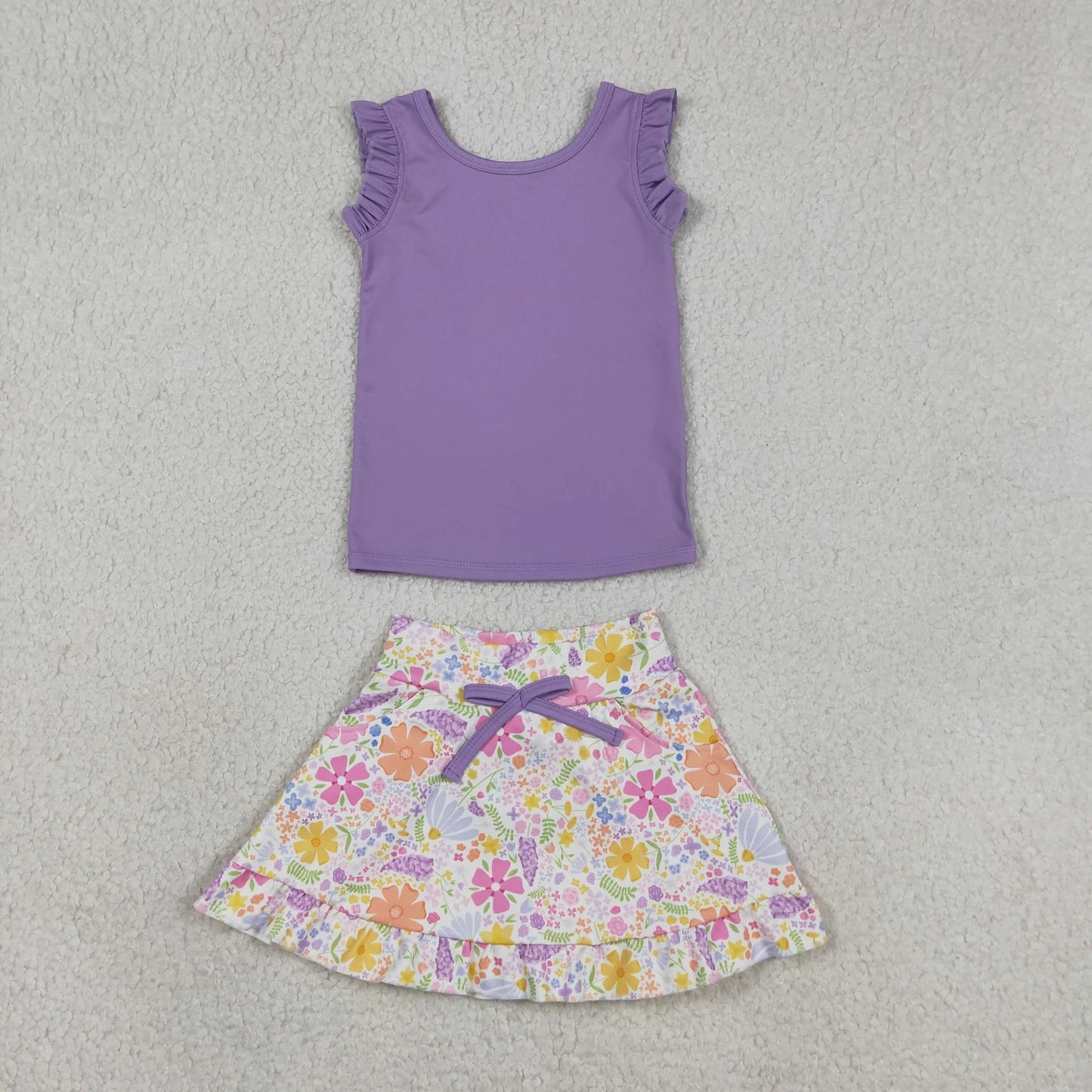 Sibling Baby Girls Kids Short Sleeves Shirts Flower Skirts Shorts Yoga Active Sets Clothes RTS