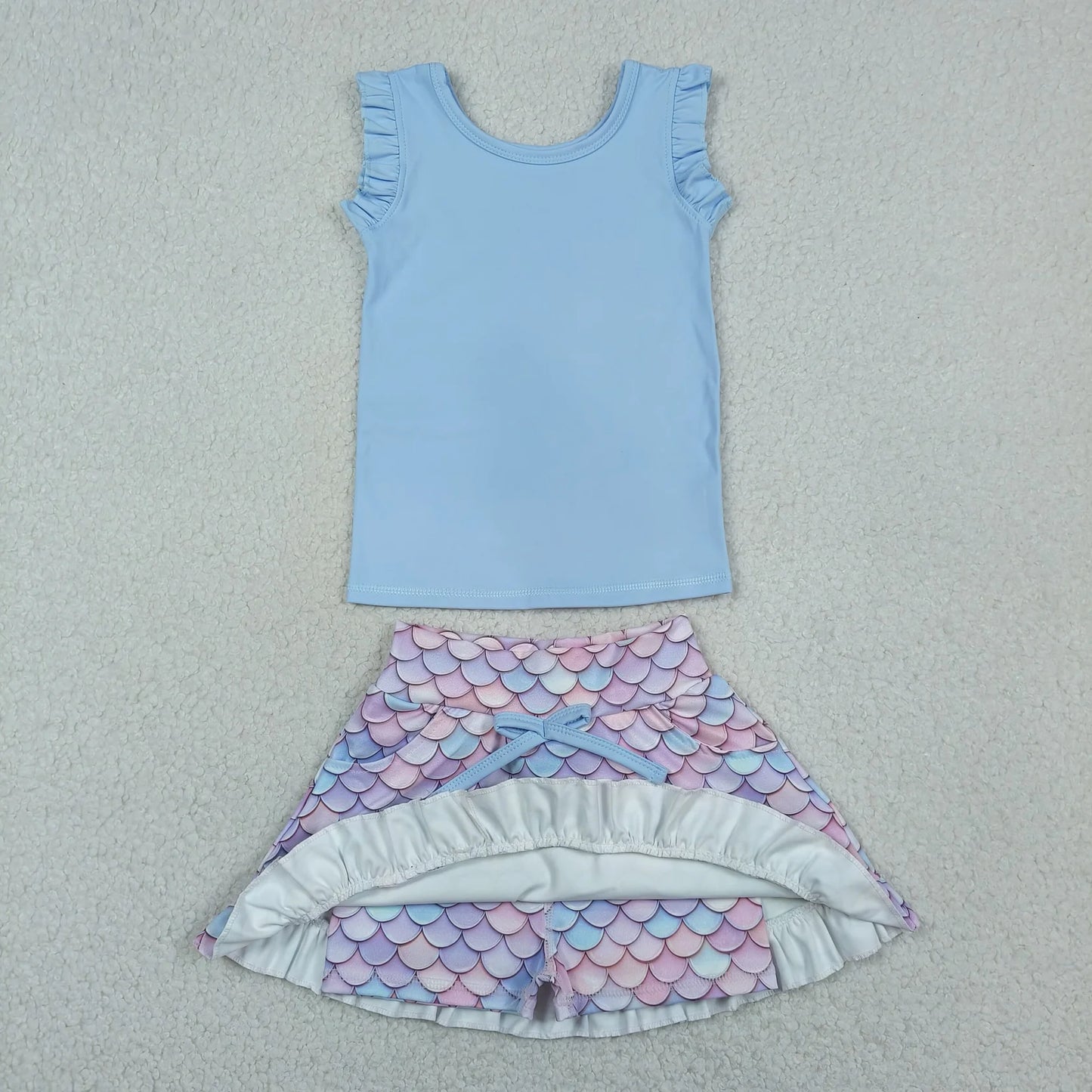 Sibling Baby Girls Kids Short Sleeves Shirts Flower Skirts Shorts Yoga Active Sets Clothes RTS