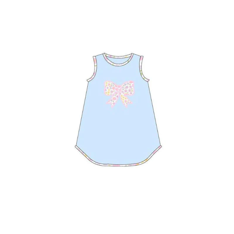 ( Moq 5 ) Preorder Baby Girls Kids Sleeveless Flower Bow Knee Length Dress