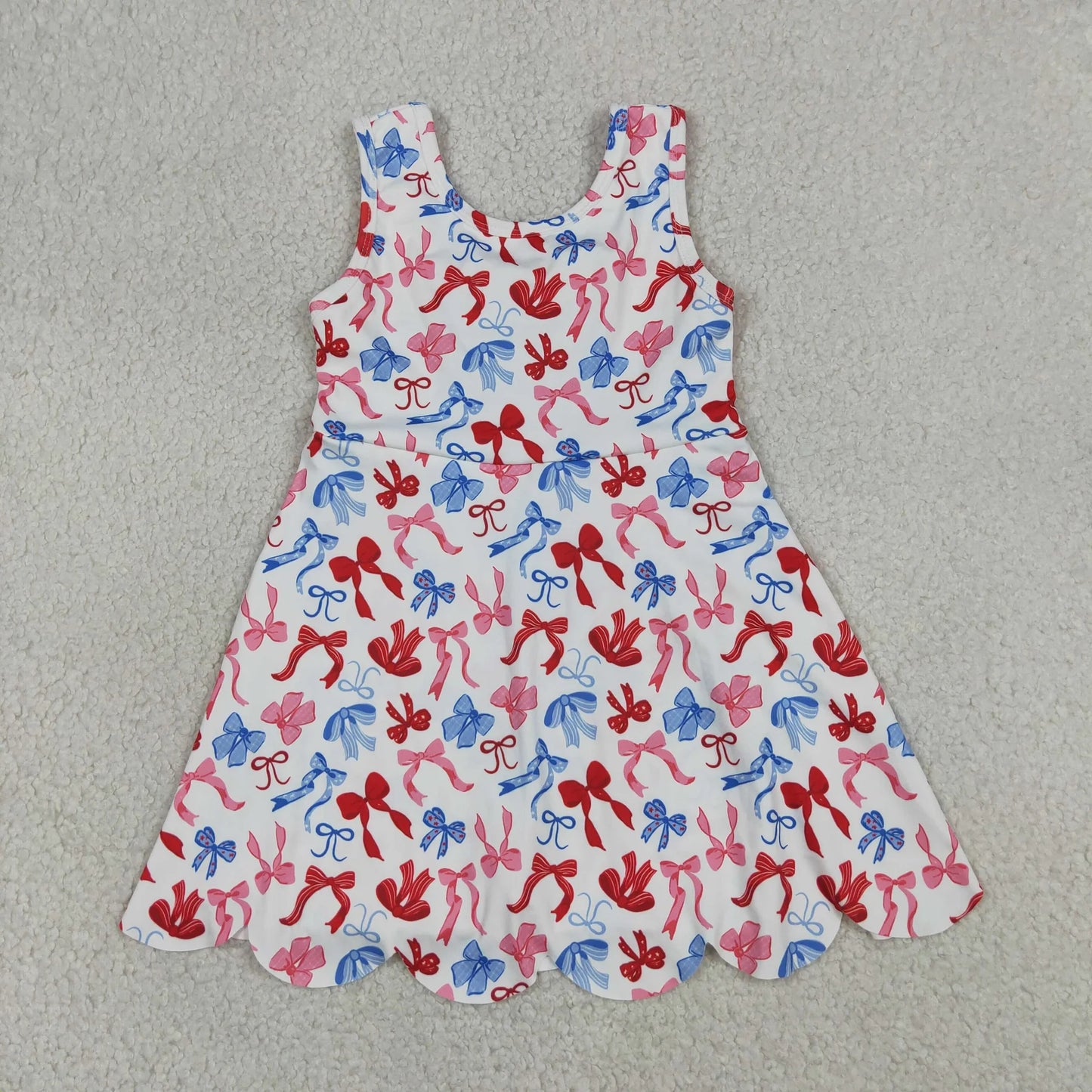Sibling Baby Girls Kids Bows Popsicle 4th of July Yoga Active Shorts Knee Length Dresses