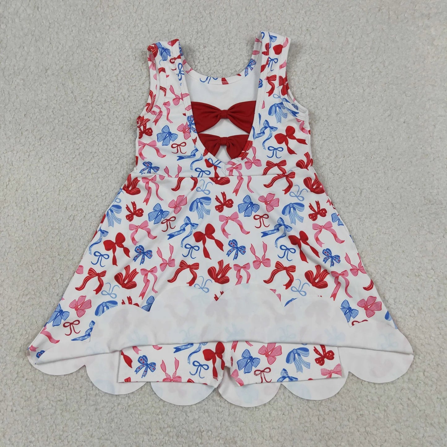 Sibling Baby Girls Kids Bows Popsicle 4th of July Yoga Active Shorts Knee Length Dresses