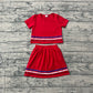 ( No moq ) Preorder Baby Girls Kids Short Sleeves Shirt Shorts Skirt Summer Red Set