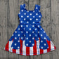 Baby Girls Kids Sleeveless Stars Stripes 4th of July Shorts Knee Length Dress RTS