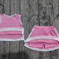 ( No moq ) Preorder Baby Girls Kids Sleeveless Pink Tops Skirt Shorts Cotton Set