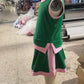 Baby Girls Kids Sleeveless Green Tops Pockets Skirt Shorts Cotton Set RTS
