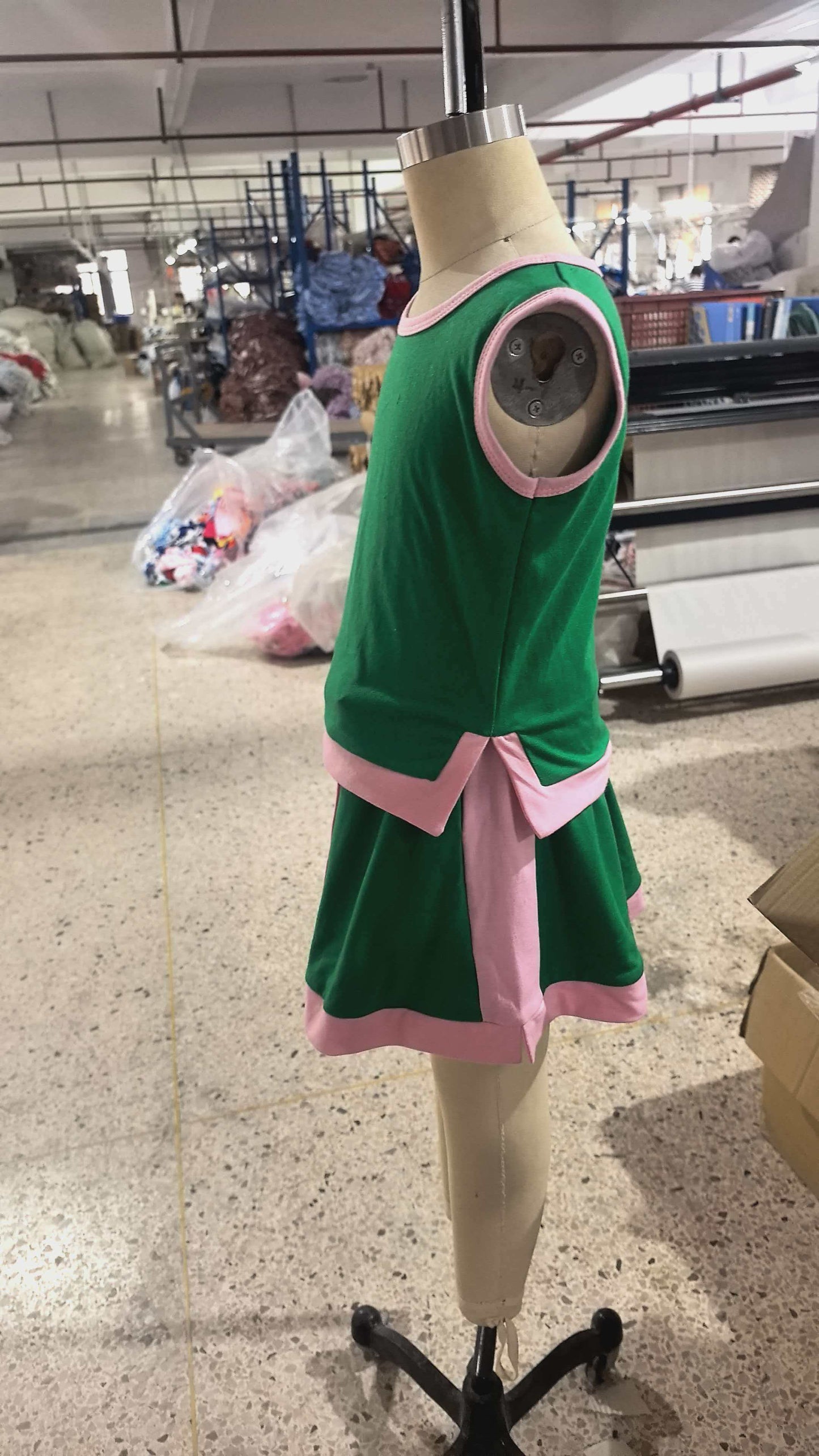 Baby Girls Kids Sleeveless Green Tops Pockets Skirt Shorts Cotton Set RTS