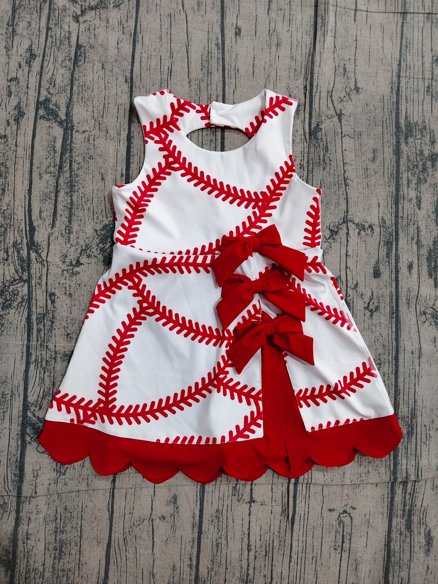 ( No moq ) Preorder Baby Girls Kids Baseball Red Bows Shorts Knee Length Yoga Active Dress