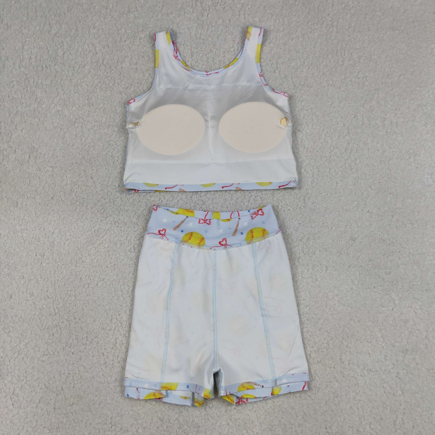 Sibling Baby Girls Kids Baseballs Softballs Bows Tops Skirts Shorts Yoga Active Sets Clothes