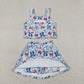 Sibling Baby Girls Kids Flags Bows Tops Skirts Shorts Sets 4th of July Yoga Active Clothes