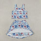 Sibling Baby Girls Kids 4th of July Bows Skort Yoga Active Dress Set Clothes RTS