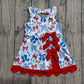 Baby Girls Bows 4th of July Yoga Active Shorts Knee Length Scallop Dress RTS