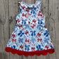 Baby Girls Bows 4th of July Yoga Active Shorts Knee Length Scallop Dress RTS