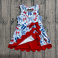 Baby Girls Bows 4th of July Yoga Active Shorts Knee Length Scallop Dress RTS